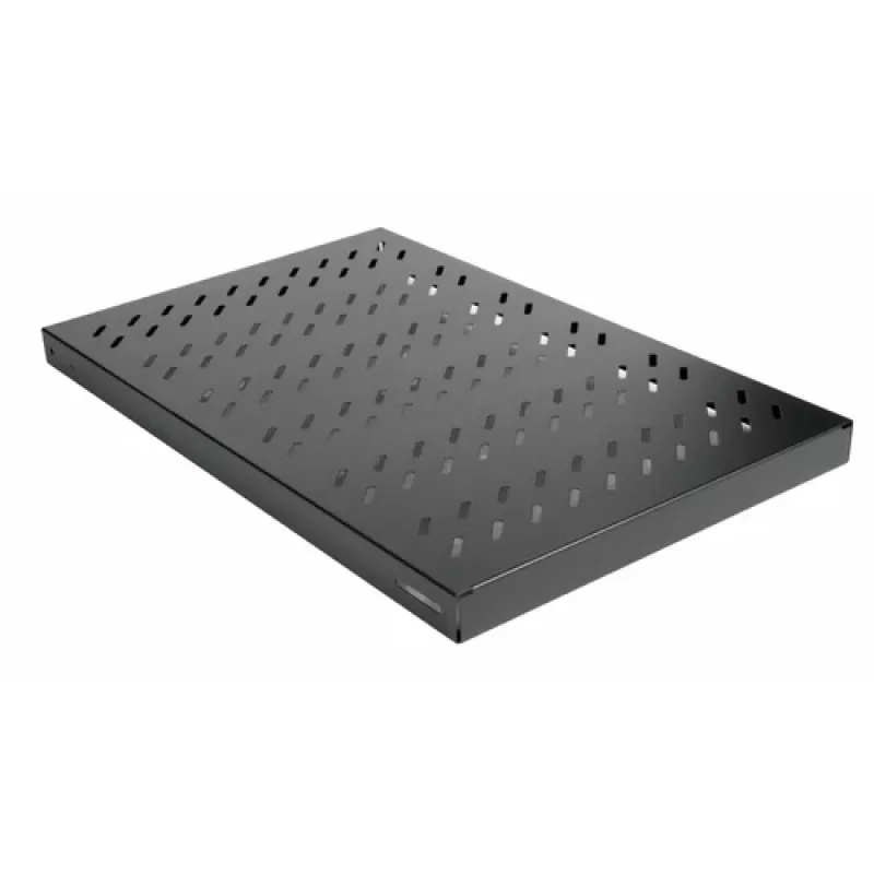 Equip EZVS-19-1-10-B 19 colių 1U fiksuota stelažo lentyna, 1000 mm gylio, juoda – tvirtas plienas, 100 kg talpa