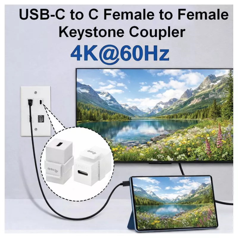 Equip Keystone Coupler USB 3.2 Gen 2 USB-C į USB-C, Moteris į Moterį, Baltas