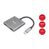 EQUIP USB-C 4-in-1 dvigubas HDMI adapteris su 100W PD, 4K MST, aliuminis