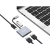 EQUIP USB-C 4-in-1 dvigubas HDMI adapteris su 100W PD, 4K MST, aliuminis