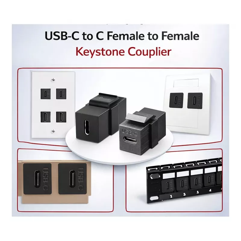 Equip USB-C Keystone mova, USB 3.2 Gen 2, USB-C moteriška į moterišką, juoda
