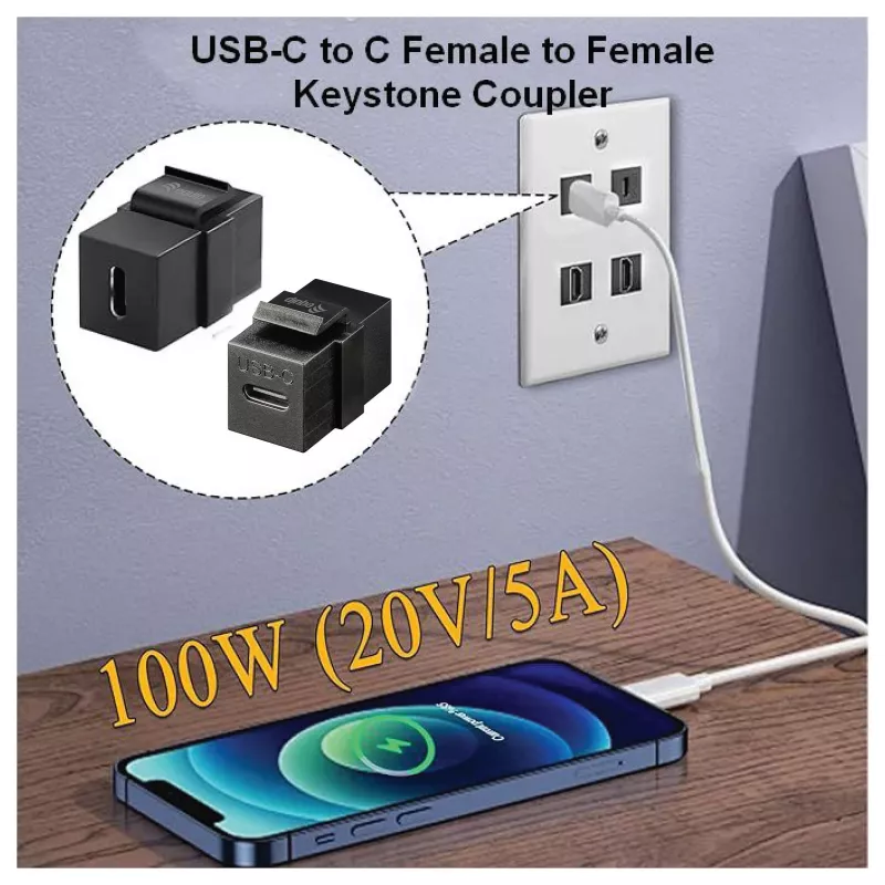 Equip USB-C Keystone mova, USB 3.2 Gen 2, USB-C moteriška į moterišką, juoda