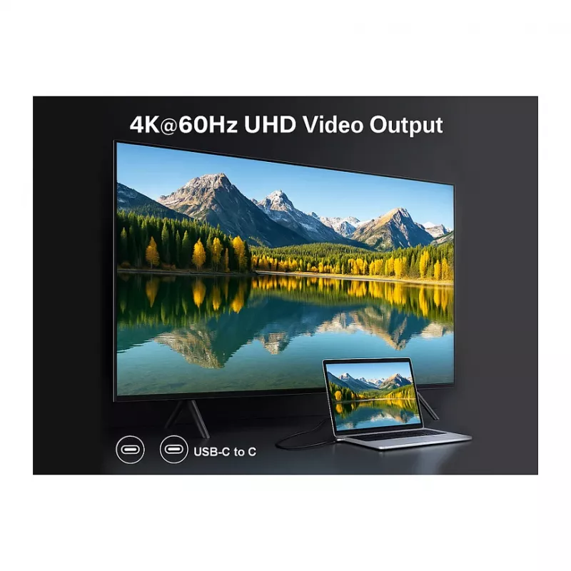 EQUIP USB-C į USB-C + HDMI adapteris su 100W PD, 4K/60Hz, aliuminio