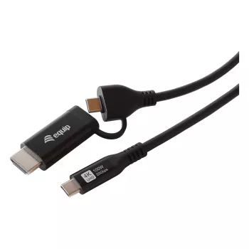 EQUIP USB-C į USB-C + HDMI adapteris su 100W PD, 4K/60Hz, aliuminio