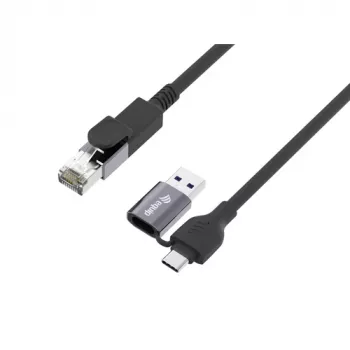 Equip USB-C + USB-A į RJ45 Gigabit Ethernet adapteris, 5 m, juodas