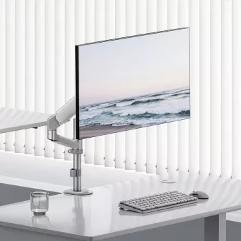 ERGO OFFICE ER-691 W dujinis spyruoklinis monitoriaus laikiklis ant stalo, 17-32 inch monitoriams iki 10 kg, matinė balta