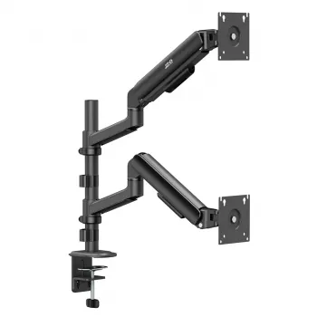 ERGO OFFICE ER-692 B Dvigubo monitoriaus stalo laikiklis, dujinės spyruoklės ranka, tinka 17-32 inch, 1-10 kg vienai rankai, matinė juoda