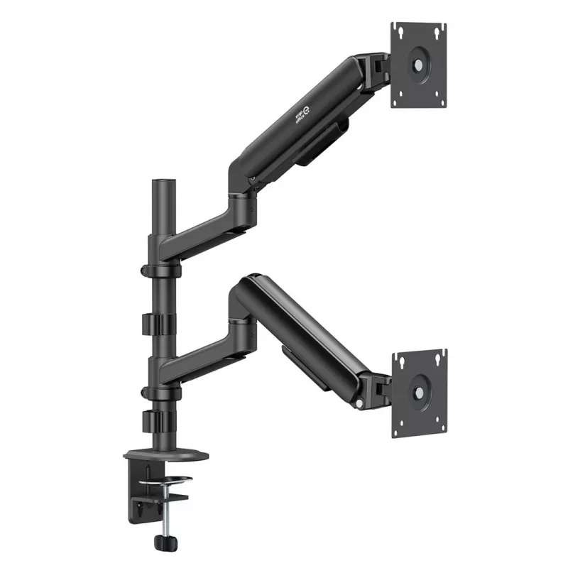 ERGO OFFICE ER-692 B Dvigubo monitoriaus stalo laikiklis, dujinės spyruoklės ranka, tinka 17-32 inch, 1-10 kg vienai rankai, matinė juoda