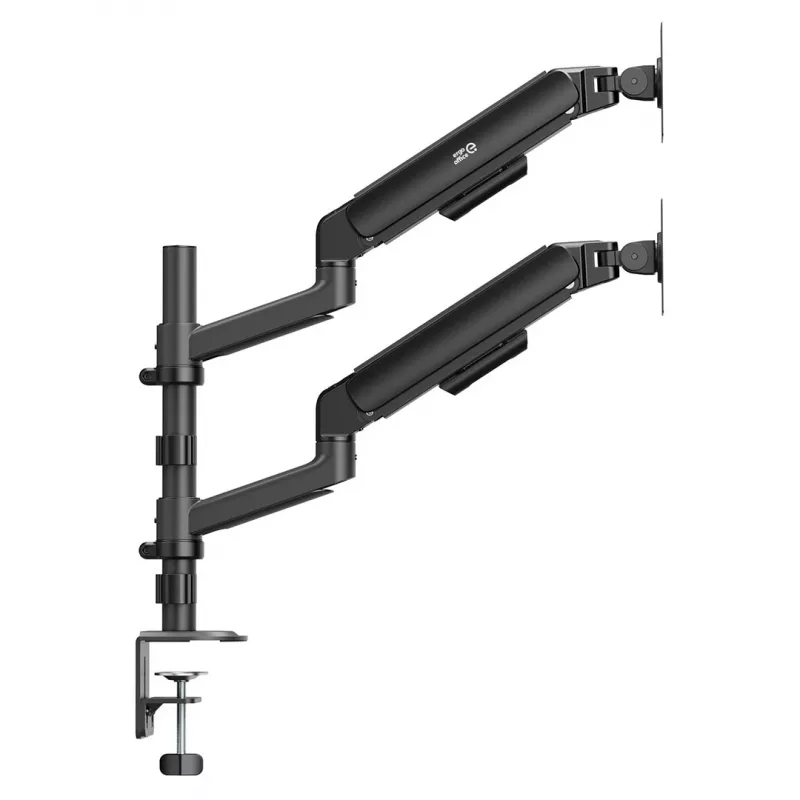 ERGO OFFICE ER-692 B Dvigubo monitoriaus stalo laikiklis, dujinės spyruoklės ranka, tinka 17-32 inch, 1-10 kg vienai rankai, matinė juoda