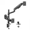 ERGO OFFICE ER-692 B Dvigubo monitoriaus stalo laikiklis, dujinės spyruoklės ranka, tinka 17-32 inch, 1-10 kg vienai rankai, matinė juoda