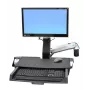 Ergotron 45-260-026 Bėgelio Montavimo Rinkinys, Aukščio Reguliuojamas Monitoriaus Laikiklis su Klaviatūros Padėklu, Ištraukiamu Pelės Padėklu, Riešo Atrama ir Brūkšninio Kodo Skaitytuvo Laikikliu, Tinka iki 24 inch LCD, VESA 75/100mm, Poliruotas Aliuminis