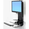 Ergotron Sit-Stand Vertical Lift, Paciento kambarys - Tvirtinimo rinkinys (riešo atrama, pelės laikiklis, vertikalaus reguliavimo bėgelis, brūkšninių kodų skaitytuvo laikiklis, klaviatūros dėklas, monitoriaus rankena, ištraukiamas pelės dėklas)