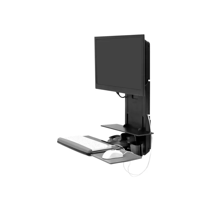 Ergotron Sit-Stand Vertical Lift, Paciento kambarys - Tvirtinimo rinkinys (riešo atrama, pelės laikiklis, vertikalaus reguliavimo bėgelis, brūkšninių kodų skaitytuvo laikiklis, klaviatūros dėklas, monitoriaus rankena, ištraukiamas pelės dėklas)