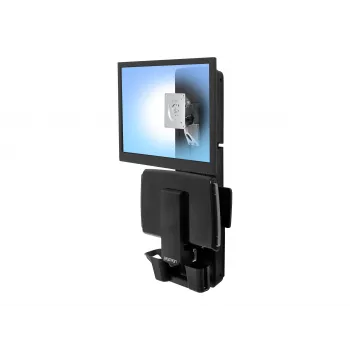 Ergotron Sit-Stand Vertical Lift, Paciento kambarys - Tvirtinimo rinkinys (riešo atrama, pelės laikiklis, vertikalaus reguliavimo bėgelis, brūkšninių kodų skaitytuvo laikiklis, klaviatūros dėklas, monitoriaus rankena, ištraukiamas pelės dėklas)
