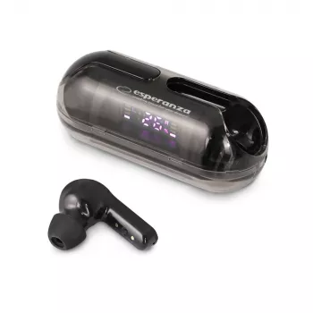 Esperanza EH239K tikros belaidės stereo Bluetooth į ausis įdedamos ausinės su įkrovimo dėklu, lietimo valdymu, įmontuotu mikrofonu, juodos