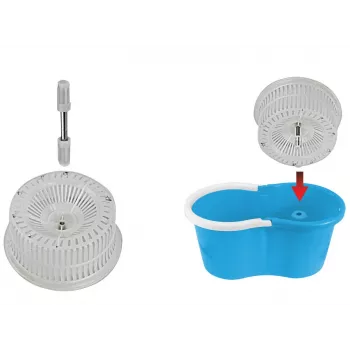 Esperanza EHS005 Rotacinė šluostų sistema su išgręžimo mechanizmu, teleskopine rankena, 6L kibiru, 2 mikropluošto galvutėmis, Green/Grey
