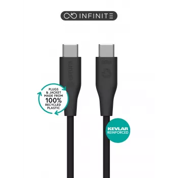 ESTUFF INFINITE (GRS) USB-C į USB-C laidas 1,2 m 10Gbps 100W PD 4K DisplayPort Alt Mode - juoda
