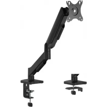 eSTUFF vieno dujinio spyruoklės monitoriaus laikiklis GLB227011 - stalviršio spaustukas ir kiaurymė, 17-32 coliai, 2-9 kg, VESA 75/100, juodas