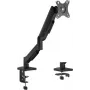 eSTUFF vieno dujinio spyruoklės monitoriaus laikiklis GLB227011 - stalviršio spaustukas ir kiaurymė, 17-32 coliai, 2-9 kg, VESA 75/100, juodas