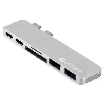 eSTUFF USB-C Slot-in Hub Pro Sidabrinis (ES84122-SILVER)