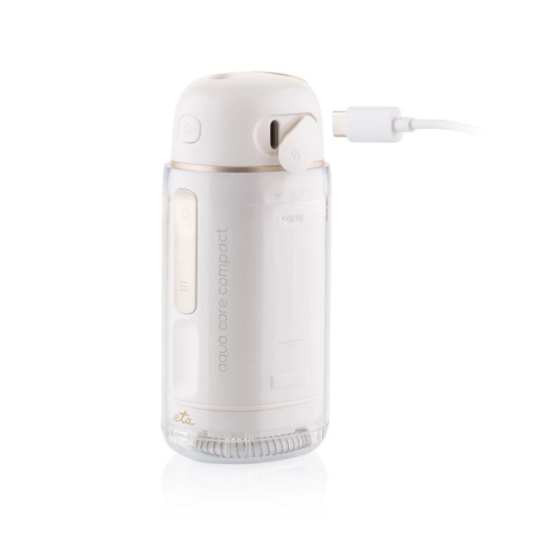 ETA Aqua Care Compact belaidis burnos irigatorius – 165 ml, baltas, 2 antgaliai, IPX7, įkraunamas per USB