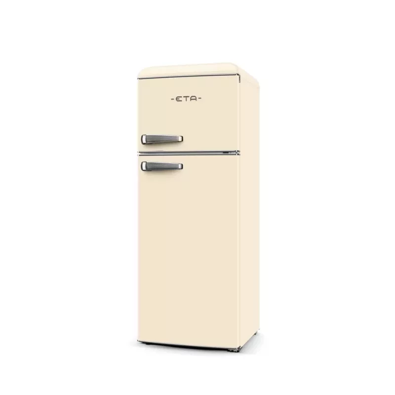 ETA Storio Retro ETA253390040EN Laisvai pastatomas šaldytuvas su šaldikliu viršuje, 215 L bendras tūris, smėlio spalvos, energijos klasė E, 38 dB