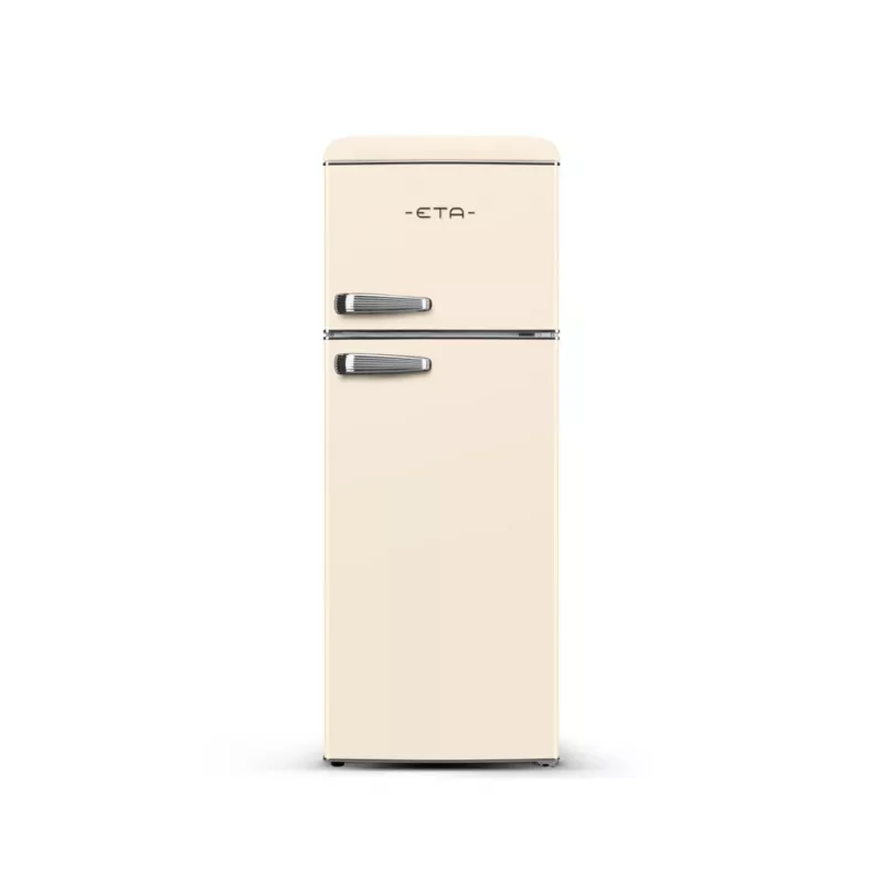 ETA Storio Retro ETA253390040EN Laisvai pastatomas šaldytuvas su šaldikliu viršuje, 215 L bendras tūris, smėlio spalvos, energijos klasė E, 38 dB