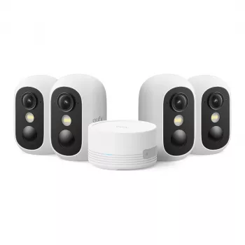 Eufy eufyCam C35 4K belaidė apsaugos kamera su saulės baterija, spalvotu naktiniu matymu, IP67, 8x priartinimu, 100 dB sirena, balta