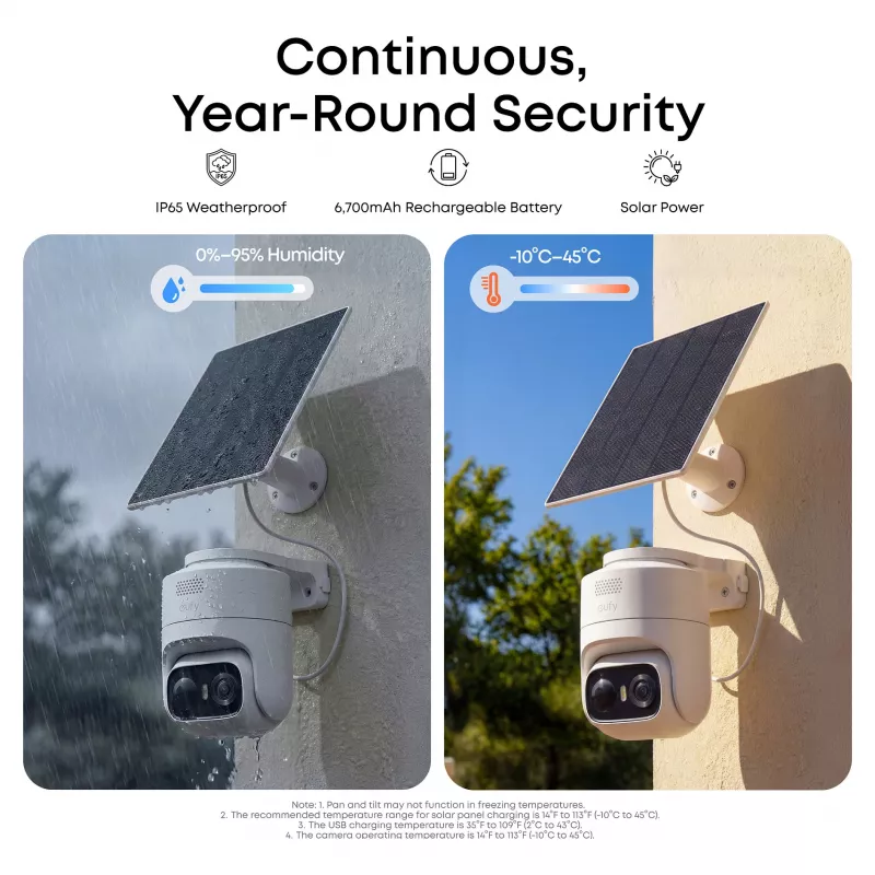 eufy eufyCam C36 solo 4K UHD belaidė saulės energijos vaizdo stebėjimo kamera, balta