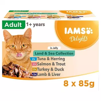 EUKANUBA IAMS DELIGHTS Land & Sea Collection želė – Šlapias kačių maistas – 8x85g