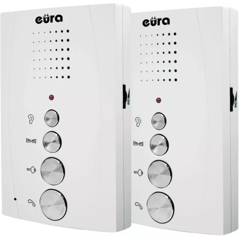 EURA ADP-51A3 DIFESA 1-šeimos garso domofono sistema su 2 rageliais, balta
