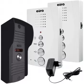 EURA ADP-51A3 DIFESA 1-šeimos garso domofono sistema su 2 rageliais, balta