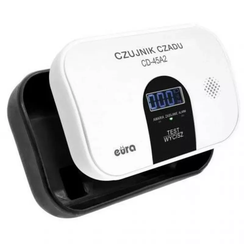 EURA CD-45A2 Laisvai pastatomas anglies monoksido detektorius, maitinamas baterijomis, LCD ekranu