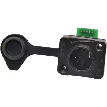 EUROLITE IP XLR rinkinys 5 kontaktų kištukas/lizdas, IP65, cinko lydinio korpusas, lituojami kontaktai, juodas 30208439