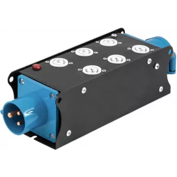 EUROLITE SAB-62X 19 colių 2U 3 fazių maitinimo skirstytuvas su 6 Schuko lizdais, 16A CEE įvadu, 11kW 60003755