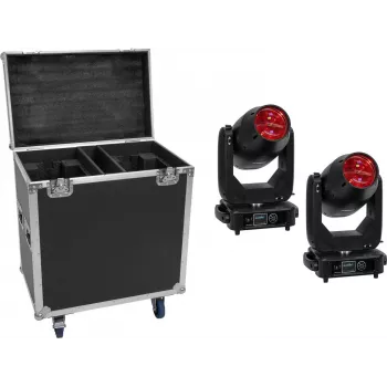 EUROLITE rinkinys 2x LED TMH-S400 CMY judanti galva Beam/Spot/Wash + dėklas su ratukais
