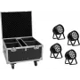 EUROLITE rinkinys 4x AKKU IP PAR 14 HCL QuickDMX + Flightcase IP65 scenos apšvietimo komplektas