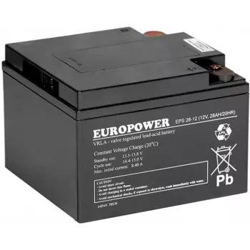 Europower AGM Battery EPS Series 12V 28Ah (8-12 Years Life)