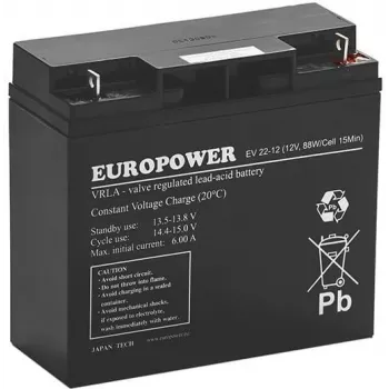EUROPOWER EV Series AGM Battery 12V 20Ah (C10) Deep Cycle VRLA