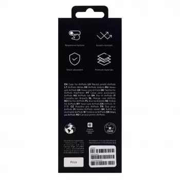 EVELATUS Apple AirPods Case EAC05 White - Silikoninis apsauginis dangtelis su karabinu