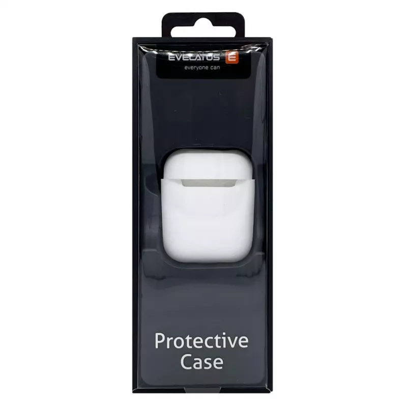 EVELATUS Apple AirPods Case EAC05 White - Silikoninis apsauginis dangtelis su karabinu