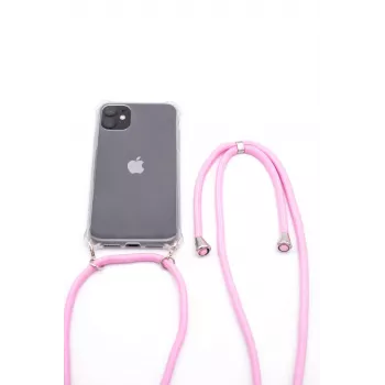 Evelatus Apple iPhone 11 Pro Max Silikoninis permatomas dėklas su karoliuku TPU dirželiu permatomas