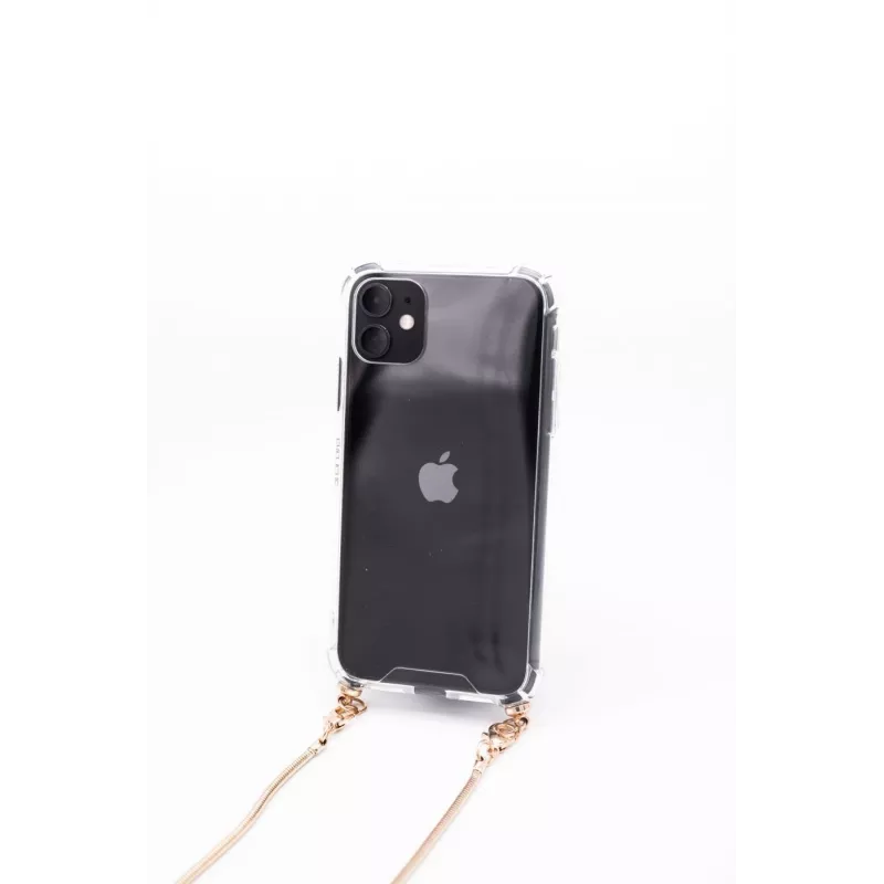 Evelatus Apple iPhone 11 Pro Max Silicone Transparent with Necklace TPU Strap Gold
