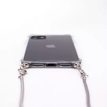 Evelatus Apple iPhone 11 Pro Max Silikoninis permatomas su karoliuko TPU dirželiu sidabrinis