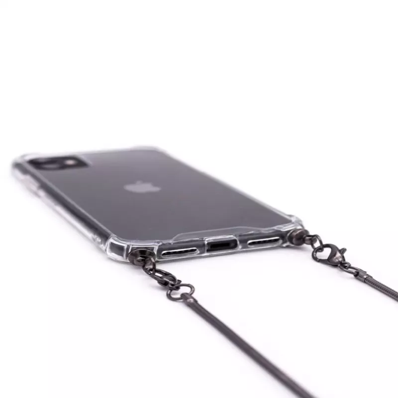 Evelatus Apple iPhone 11 Pro Max Silikoninis Skaidrus su Kaklo Dirželiu TPU Juostele Kosminė Pilka