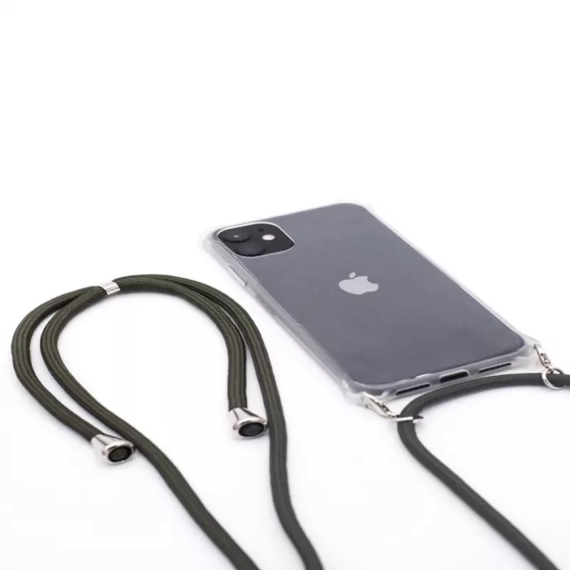 Evelatus Apple iPhone 11 Silikoninis Skaidrus Dėklas su Kaklo Dirželiu TPU Juosta Skaidrus