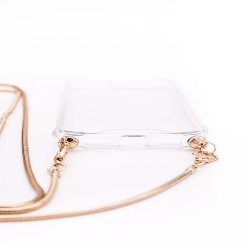 Evelatus Apple iPhone 11 Silikoninis Skaidrus Su Kaklo Dirželiu TPU Auksinis