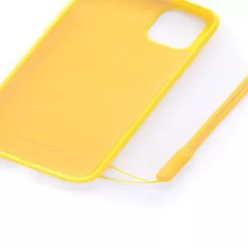Evelatus Apple iPhone 11 minkšto prisilietimo silikoninis dėklas su dirželiu, geltonas