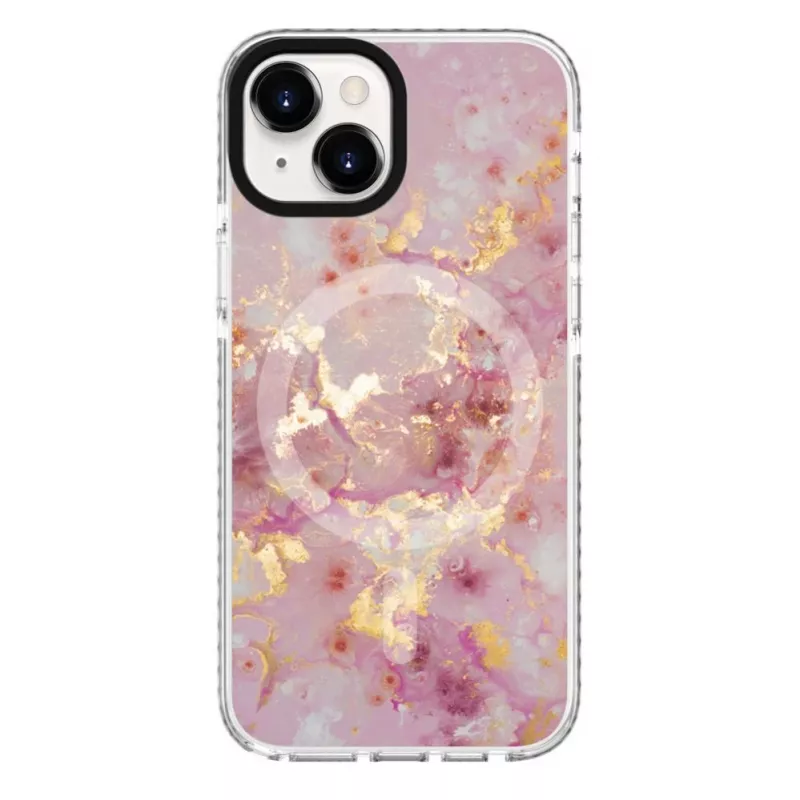 Evelatus Apple iPhone 15 PC+TPU dėklas su MagSafe - marmurinis rausvas
