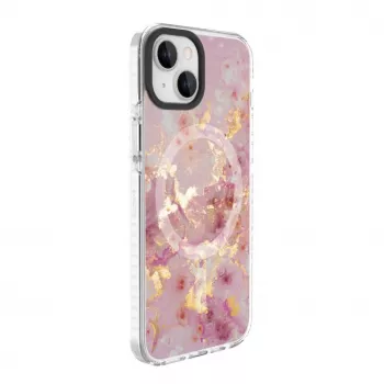 Evelatus Apple iPhone 15 PC+TPU dėklas su MagSafe - marmurinis rausvas